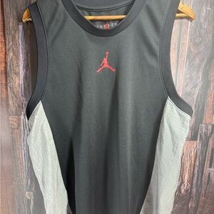 Jordan Black and Gray Tank Top with Red Logo